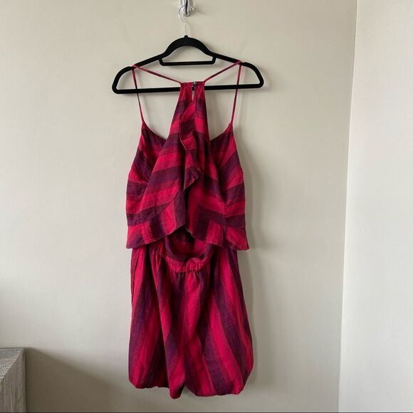 Anthropologie Red and Purple Striped Jumpsuit - Picture 3 of 11